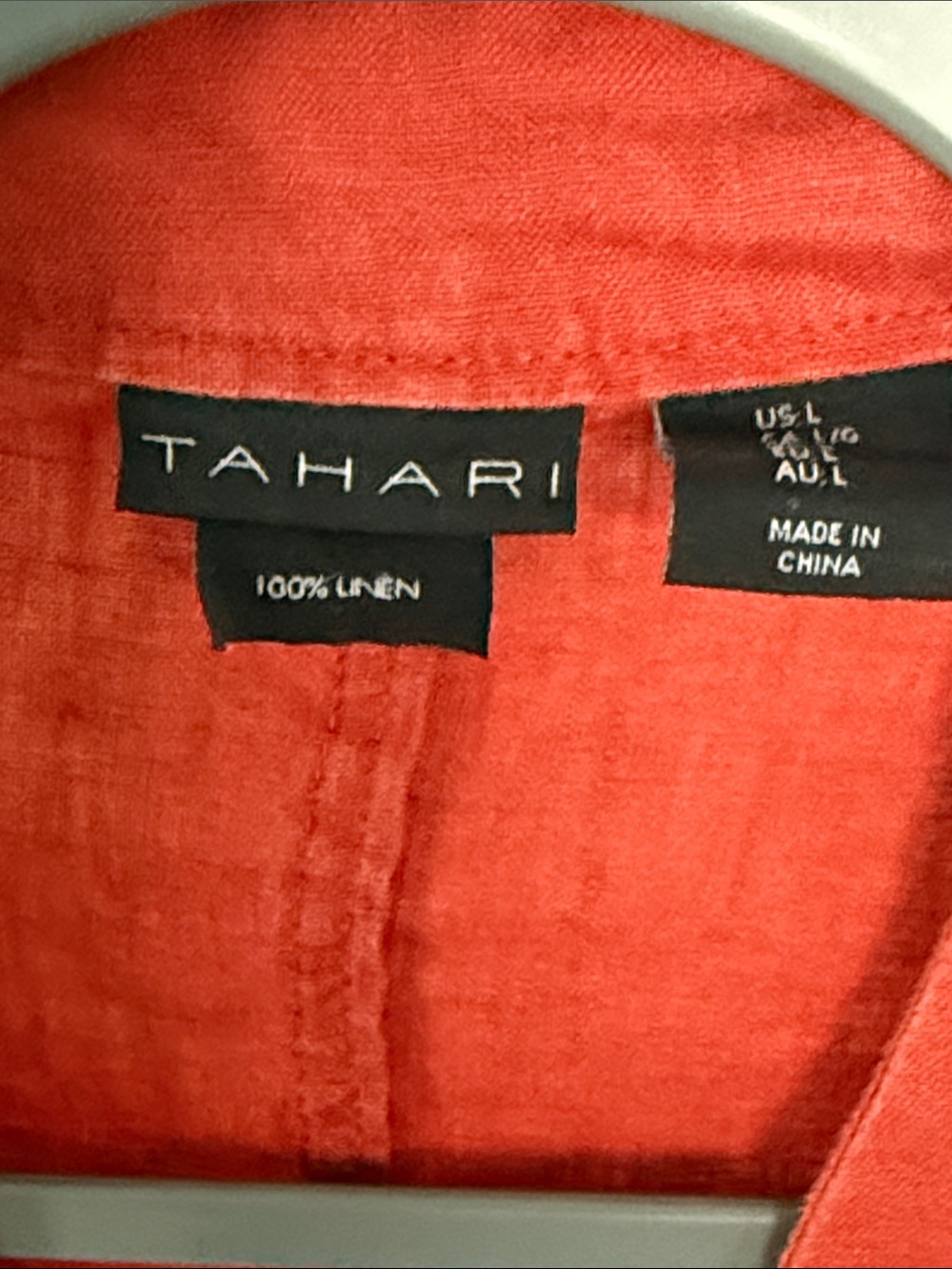 Tahari Red Button-Front Linen Tunic - Picture 3 of 3